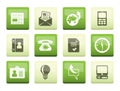 Business and office icons over green background Royalty Free Stock Photo