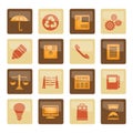 Business and Office internet Icons over brown background Royalty Free Stock Photo