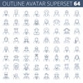 Business, office, profession and occupation vector line avatar s