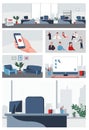 Business office set collection people and backgrounds for info graphic, advertise, cartoon, print, projects