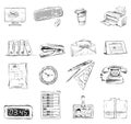 Business office stationery supplies icons set Royalty Free Stock Photo