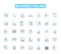 Business online linear icons set. E-commerce, Digital, Start-up, Innovation, Marketing, Optimization, Streamlining line Royalty Free Stock Photo