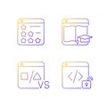 Business online presence gradient linear vector icons set
