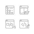 Business online presence linear icons set