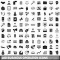 100 business operation icons set, simple style Royalty Free Stock Photo