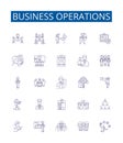 Business operations line icons signs set. Design collection of Commerce, Financing, Marketing, Planning, Consulting
