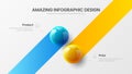 Business 2 option infographic presentation vector balls illustration template. Corporate report design layout. Royalty Free Stock Photo