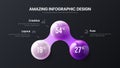 Business 3 option infographic presentation vector 3D colorful balls illustration. Corporate marketing data report design layout. Royalty Free Stock Photo