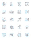 Business organization linear icons set. Strategy, Operations, Leadership, Management, Innovation, Growth, Efficiency