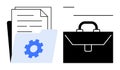 Business Documents, Folder with Gear Icon, and Briefcase Organization and Workflow Royalty Free Stock Photo
