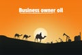 Business owner oil, Silhouette of camel riders in the desert