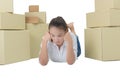 Business owners have headaches because of problems, Difficulty m Royalty Free Stock Photo