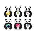 Business Panda Logo Set Royalty Free Stock Photo