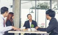 Business partner team meeting working together on office desk. Group of people diversity multiethnic teamwork collaboration Royalty Free Stock Photo