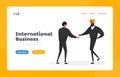 Business Partners Agreement Landing Page Template. Asian and Indian Characters Partnership, Deal. Businesspeople Meeting Royalty Free Stock Photo