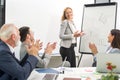 Business partners clapping their hands and celebrating successful business seminar Royalty Free Stock Photo