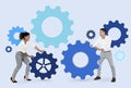 Business partners connecting through gears Royalty Free Stock Photo