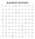 Business Partners outline icons collection. Partners, Business, Commerce, Alliance, Partnering, Joint-Venture, Trading