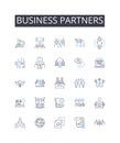 Business Partners line icons collection. Venues, Halls, Conference rooms, Auditoriums, Banquet halls, Ballrooms Royalty Free Stock Photo