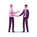 Business Partners Men Handshaking and Partnership Concept. Businesspeople Characters Meeting for Project Discussion Royalty Free Stock Photo