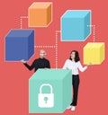 Business partners with a secure blockchain