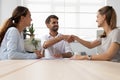 Business partners shaking hands greeting each other Royalty Free Stock Photo