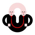 Business partners. Siamese twins. Fused people. Vector illustration Royalty Free Stock Photo