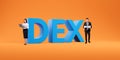 Business partners standing near big DEX sign Royalty Free Stock Photo