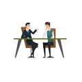 Business partners talking and discussing ideas at meeting, coworking people characters vector Illustration on a white