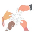 Business partnership concept with human hands holding Puzzle Pieces Royalty Free Stock Photo