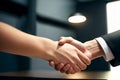 Business partnership concept. Successful business people shaking hands after a good deal. Businessman handshake image