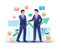 Business Partnership concept. Two businessmen came to an agreement and completed the deal by shaking hands vector illustration Royalty Free Stock Photo