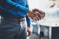 Business partnership handshake concept.Photo of two businessmans handshaking process.Successful deal after great Royalty Free Stock Photo