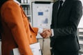 Business partnership handshake concept.Photo two coworkers handshaking process.Successful deal after great meeting Royalty Free Stock Photo