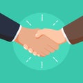 Business partnership handshake illustration. Deal sign or businessmen robust agreement people Royalty Free Stock Photo