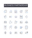 Business partnership line icons collection. Community, Sharing, Unity, Connection, Sustainability, Collaboration