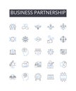 Business partnership line icons collection. Friendly alliance, Collaborative venture, Mutual agreement, Cooperative