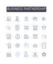 Business partnership line icons collection. Friendly alliance, Collaborative venture, Mutual agreement, Cooperative