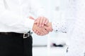 Business partnership meeting concept. Image businessmans handshake. Successful businessmen handshaking after good deal Royalty Free Stock Photo