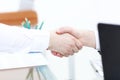 Business partnership meeting concept. Image businessmans handshake. Successful businessmen handshaking after good deal Royalty Free Stock Photo