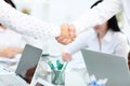 Business partnership meeting concept. Image businessmans handshake. Successful businessmen handshaking after good deal Royalty Free Stock Photo