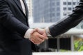 Business partnership meeting concept. Image businessmans handshake Royalty Free Stock Photo