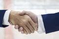 Business partnership meeting concept. image businessmans handshake. successful businessmen handshaking after good deal. horizontal Royalty Free Stock Photo