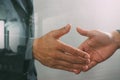 Business partnership meeting concept.photo businessmans handshake. Successful businessmen handshaking after perfect deal.close up Royalty Free Stock Photo