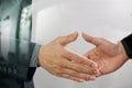 Business partnership meeting concept.photo businessmans handshake. Successful businessmen handshaking after perfect deal.close up Royalty Free Stock Photo