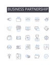 Business partnership line icons collection. Friendly alliance, Collaborative venture, Mutual agreement, Cooperative