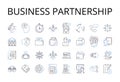 Business partnership line icons collection. Friendly alliance, Collaborative venture, Mutual agreement, Cooperative