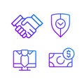 Business partnership pixel perfect gradient linear vector icons set Royalty Free Stock Photo