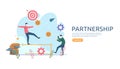 Business partnership relation concept idea with tiny people character. team working partner together template for web landing page Royalty Free Stock Photo