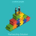 Business partnership solution handshake flat 3d vector isometric Royalty Free Stock Photo